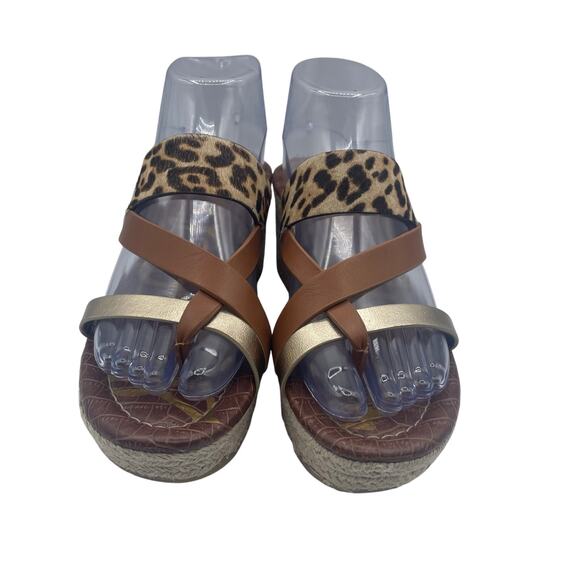 Sam Edelman Raleigh Leopard Print Espradrille Wedge Platform Sandals Womens 8 - Picture 6 of 8